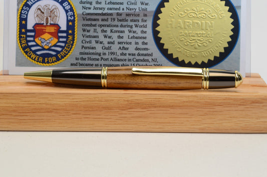 Handcrafted USS New Jersey Battleship - Classic Gold and Gunmetal Twist Pen Made From Wood From the Battleship USS New Jersey.