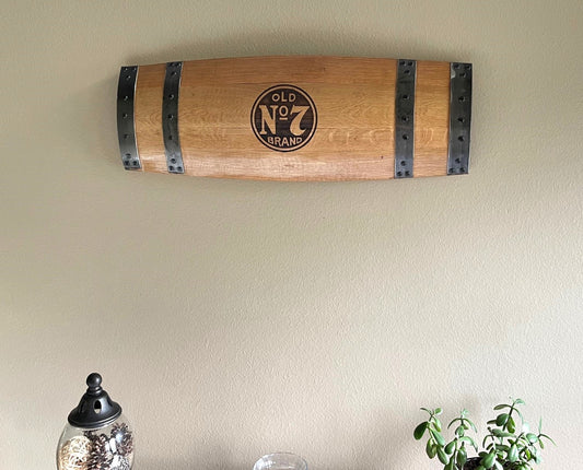 Whiskey Barrel Wall Hanging, Wall Art From A Used Oak Whiskey Barrel Assembled and Laser Engraved By Jack Daniel's Craftsmen