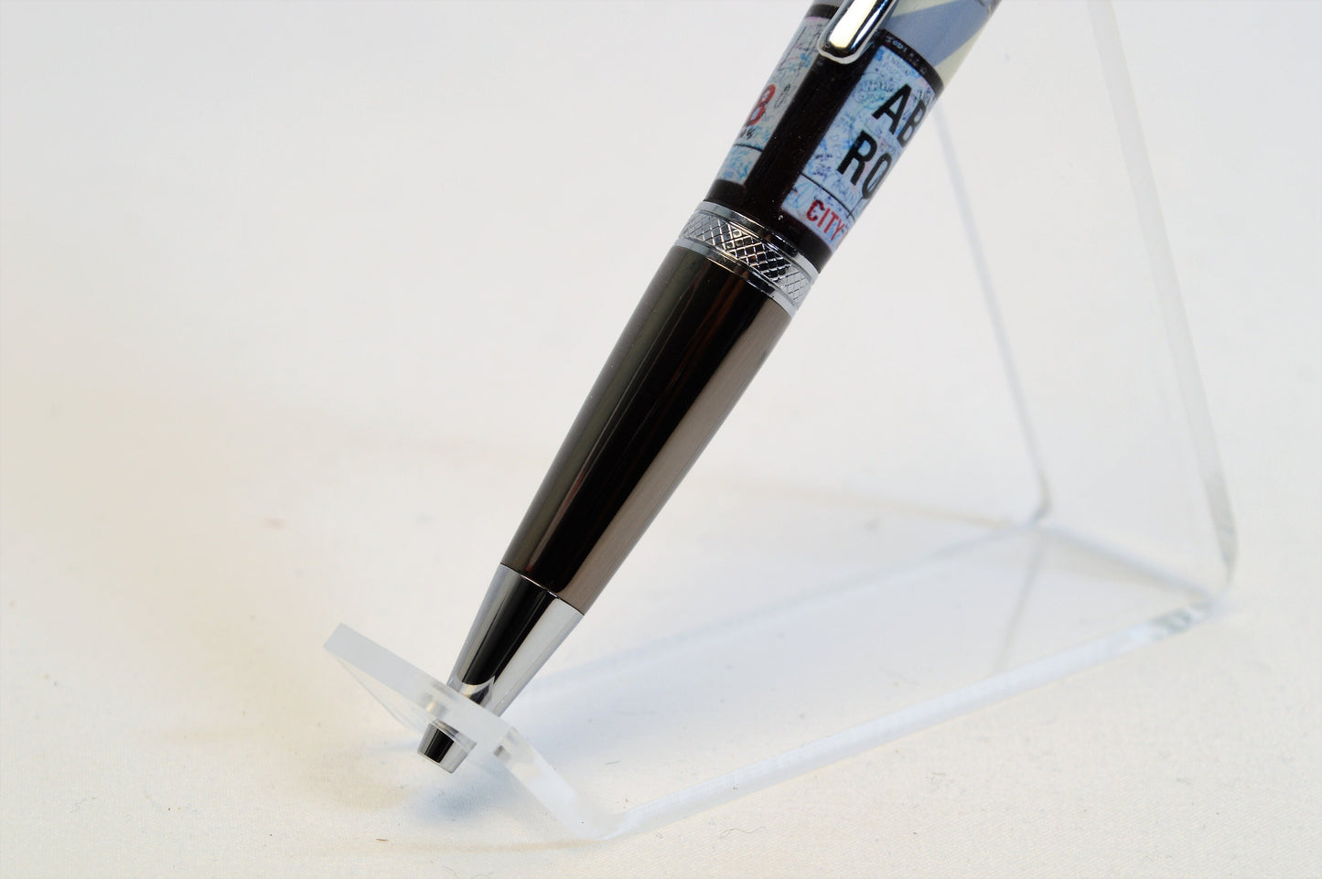 Handcrafted Pen Made with A Small Piece of Wood from Abbey Road Studios and cast in acrylic.