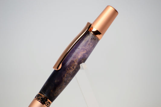 Elegant Twist Pen in Two Tone Copper with Handcrafted Multi Colored Acrylic Body.