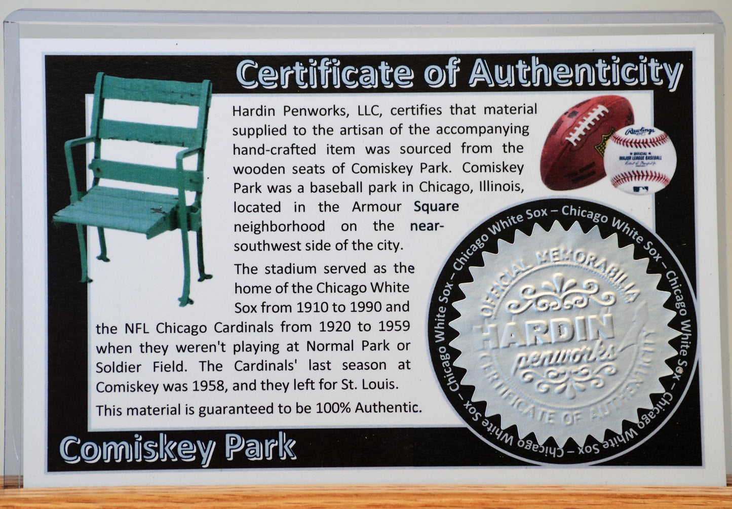 Handcrafted Pen Made From Chicago White Sox Comiskey Park Wooden Seats
