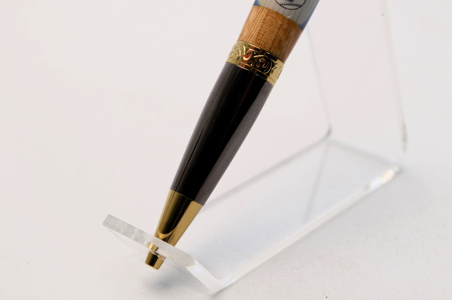Handcrafted Pen Made With A Hank Aaron Game Used Jersey Swatch & Fulton County Stadium Seat Wood