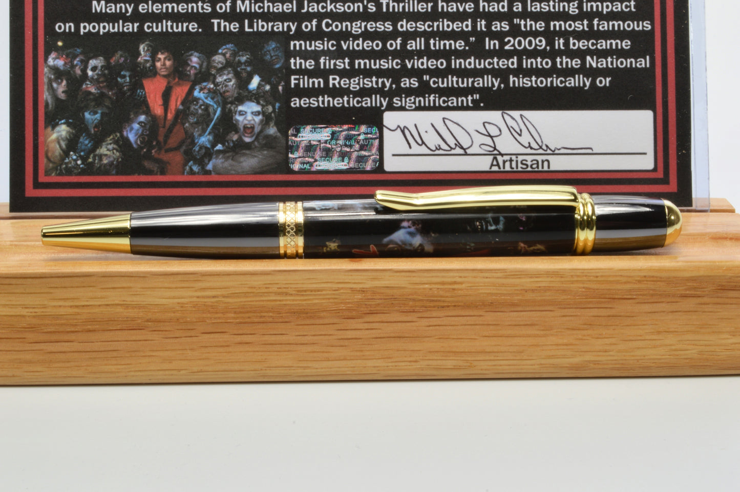 Handcrafted Pen Featuring a Small Piece of Wood From Michael Jackson's Thriller Video House