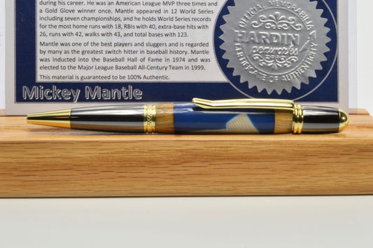 Handcrafted Pen Made With A Swatch From A Mickey Mantle Game Used Jersey And Wood From A Yankee Stadium Seat