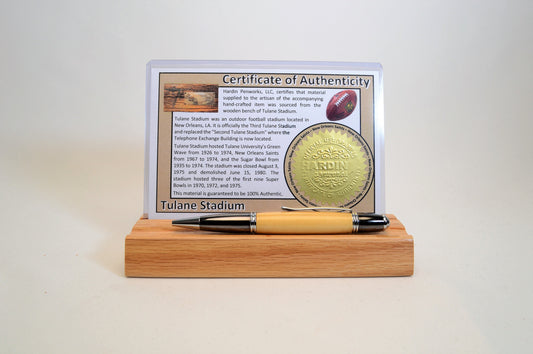 Handcrafted Pen Made From New Orleans Saints Tulane Stadium Wooden Stadium Seat