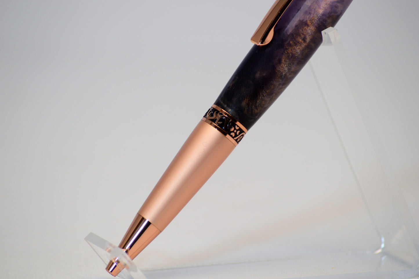 Elegant Twist Pen in Two Tone Copper with Handcrafted Multi Colored Acrylic Body.