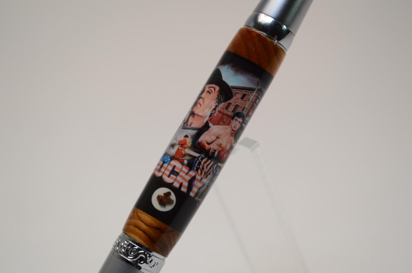 Handcrafted Twist Pen Made with Wood and Brick Sourced from MIcks Gym from the Movie Rocky