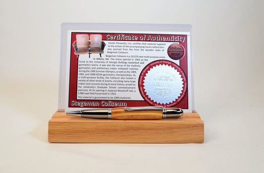 Handcrafted Pen Made From University of Georgia Stegeman Coliseum Wooden Seats.