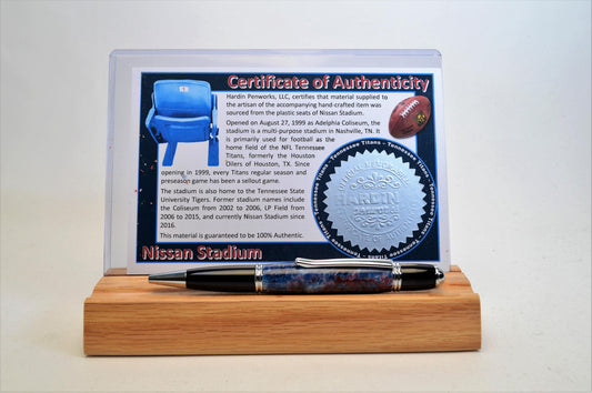 Handcrafted Pen Made From Tennessee Titans Nissan Stadium Plastic Stadium Seats
