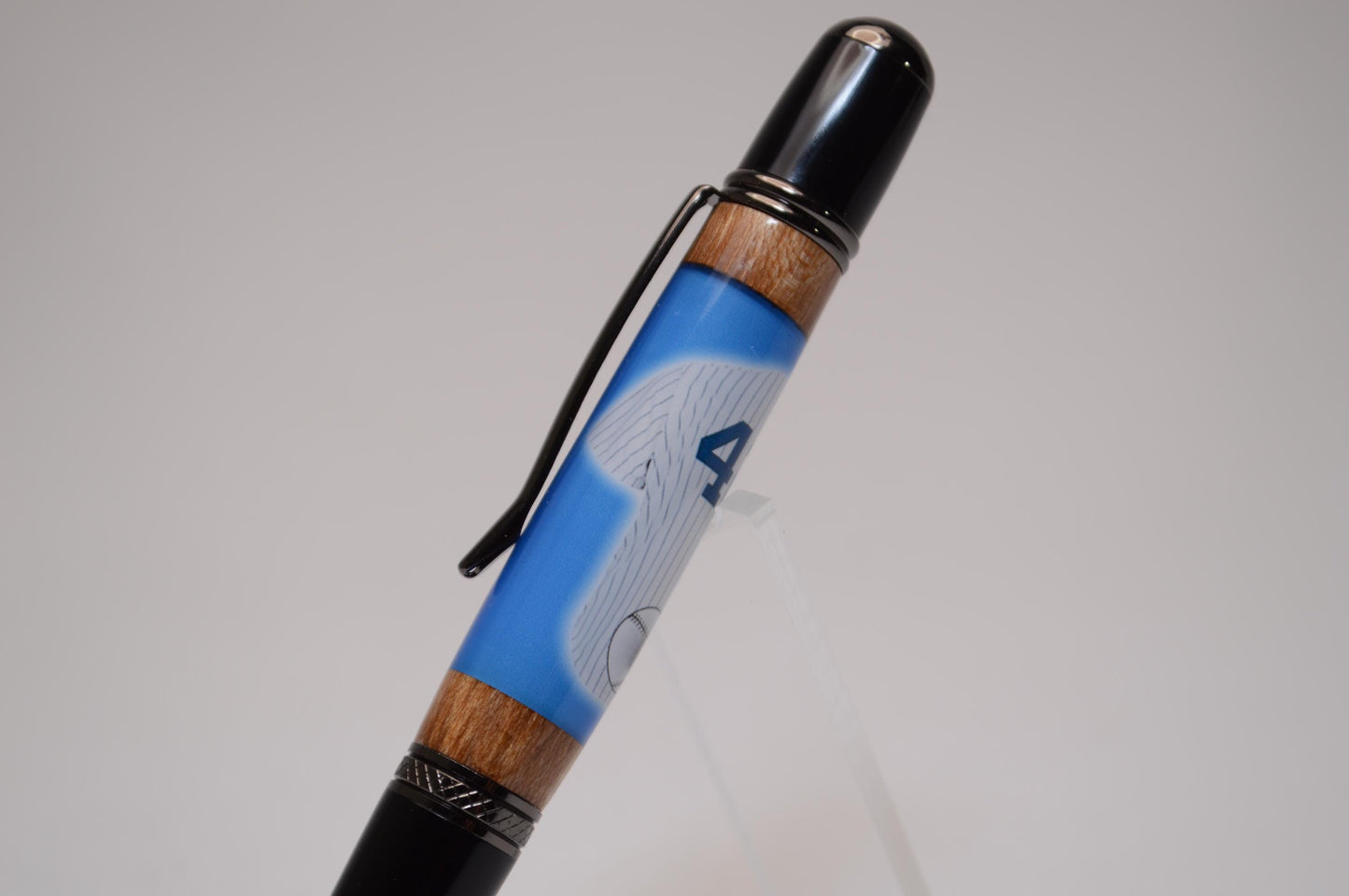 Handcrafted Pen Made With a Swatch from a Jackie Robinson Game Used Jersy and Wood from a Brooklyn Dodgers Ebbets Field Stadium Seat