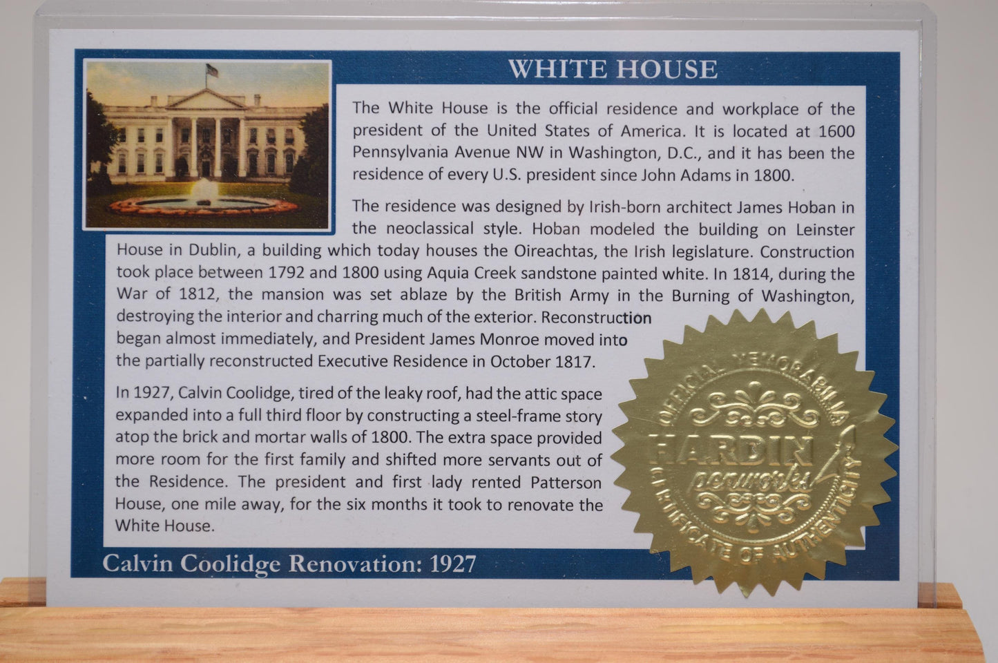 Handcrafted White House Twist Pen Made From The Pine Roof Beams of the White House