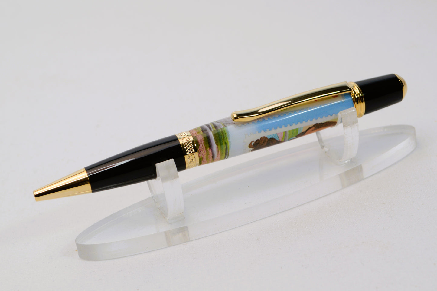 Handcrafted Pen Featuring a Wizard of Oz US Postage Stamp and Actual Yellow Brick Road Brick Fragment