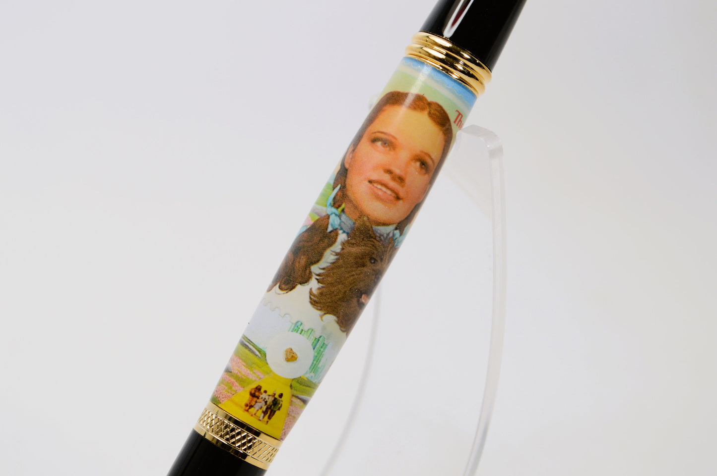 Handcrafted Pen Featuring a Wizard of Oz US Postage Stamp and Actual Yellow Brick Road Brick Fragment