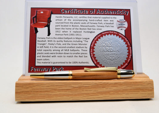 Handcrafted Pen Made From a Boston Red Sox Fenway Park Stadium Seat.