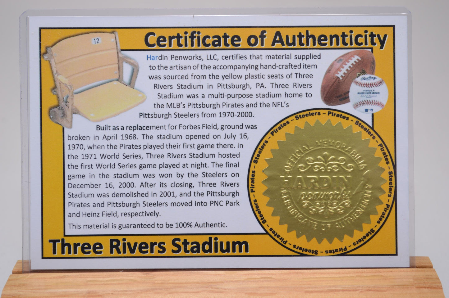 Handcrafted Twist Pen Made From The Plastic Seats of Three Rivers Stadium Pittsburg