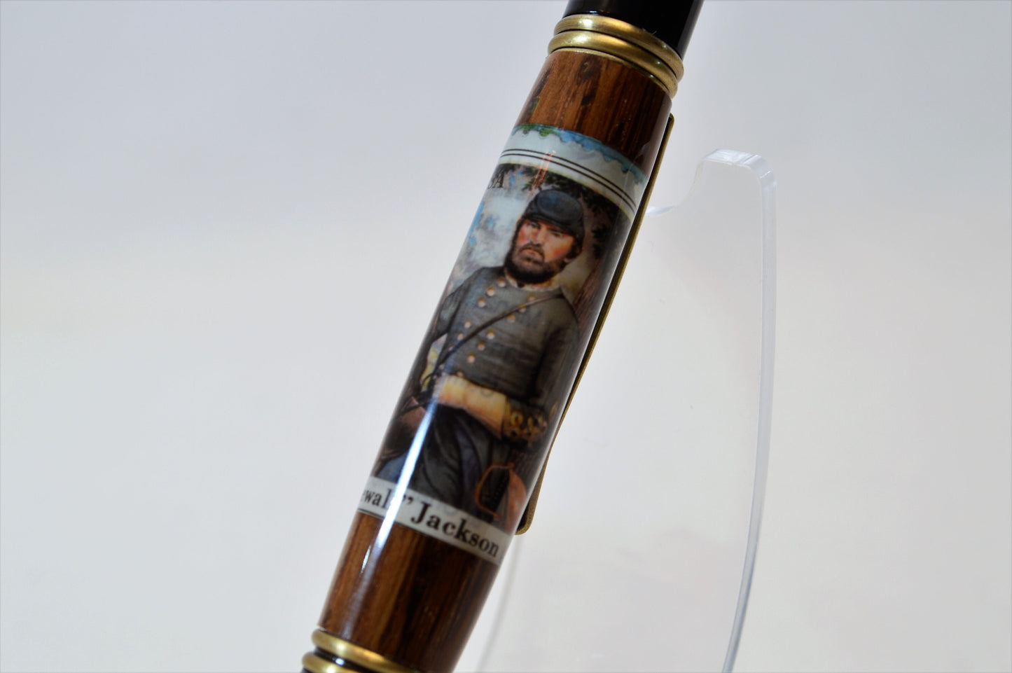 Handcrafted Stonewall Jackson Prayer Tree Twist Pen in Antique Brass and Black Chrome