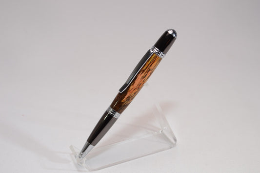 Handcrafted Dyed Spalted Oak Twist Pen with Chrome and Gunmetal Finish