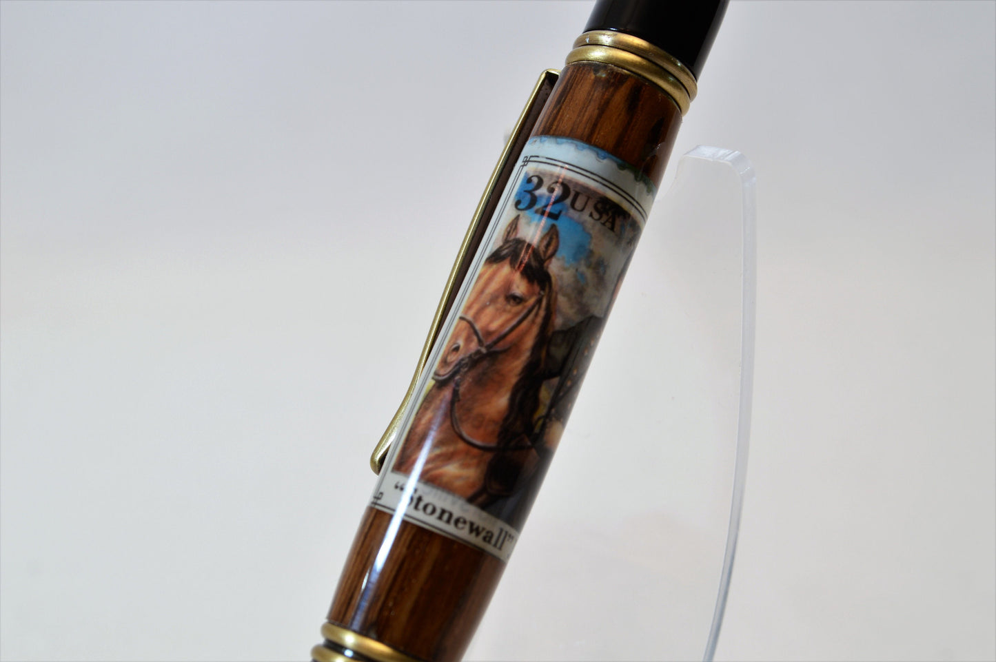 Handcrafted Stonewall Jackson Prayer Tree Twist Pen in Antique Brass and Black Chrome
