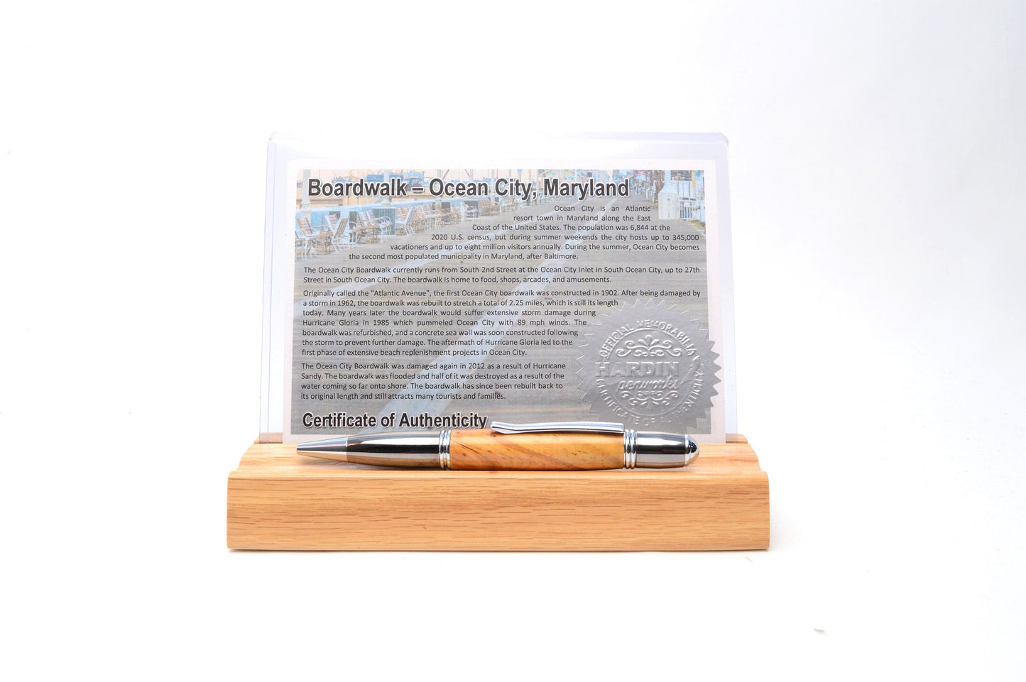 Handcrafted Twist Pen Handcrafted with Wood From the Ocean City, Maryland Boardwalk