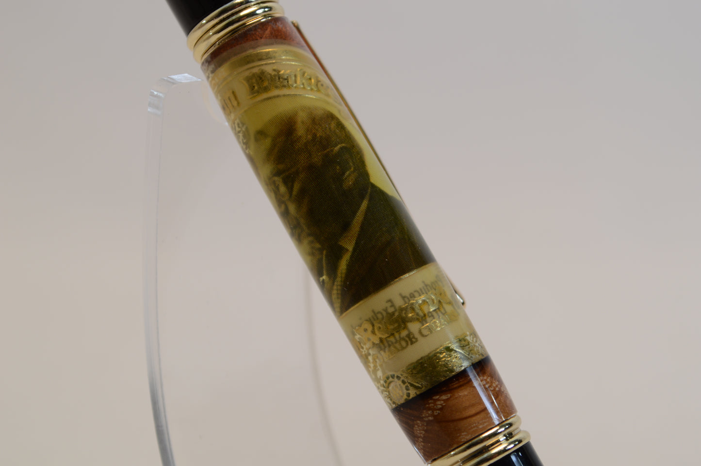 Handcrafted Pappy Van Winkle Barrel Wood and Pappy Van Winkle Cigar Label Twist Pen