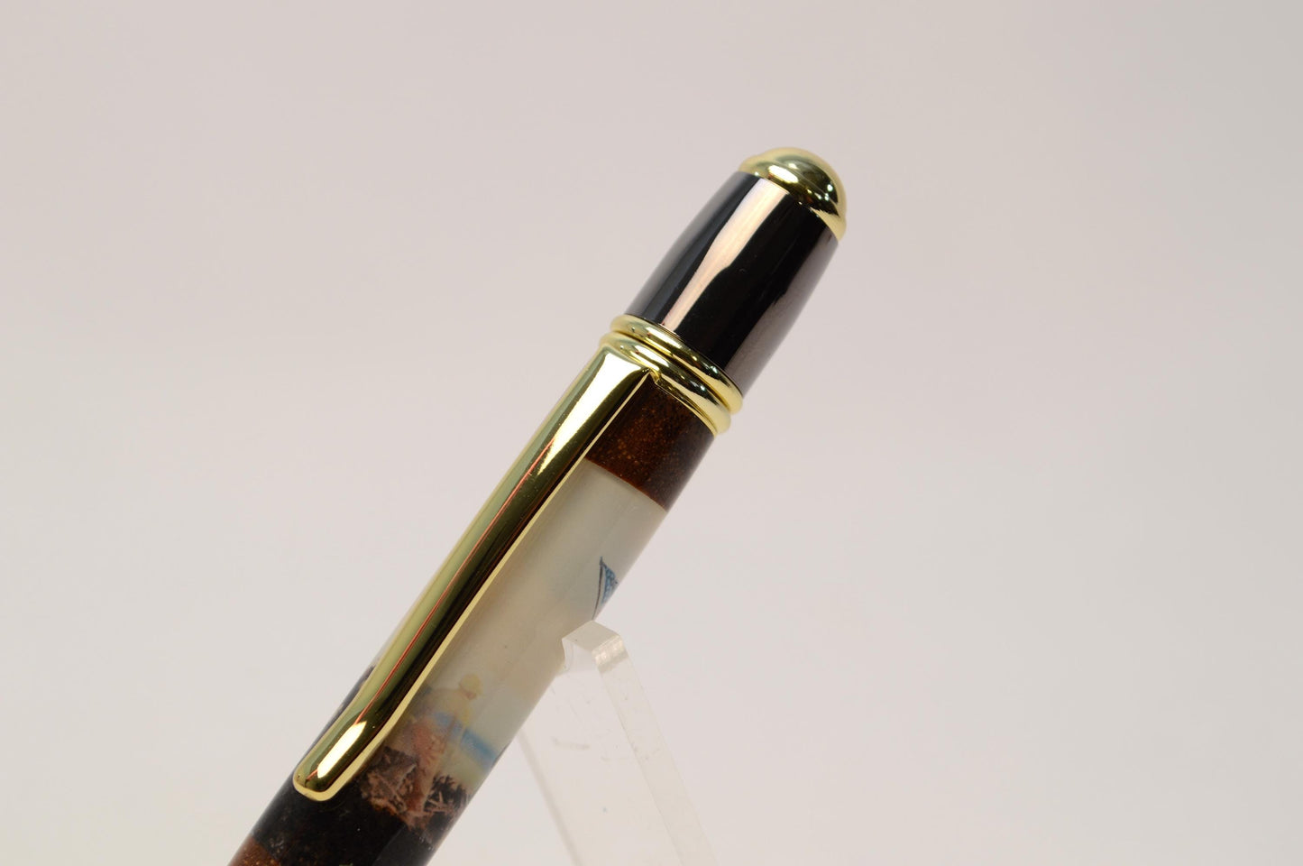 Handcrafted Twist Pen with Sand from Iwo Jima and Wood from M1 Garand Rifle Cast in Acrylic