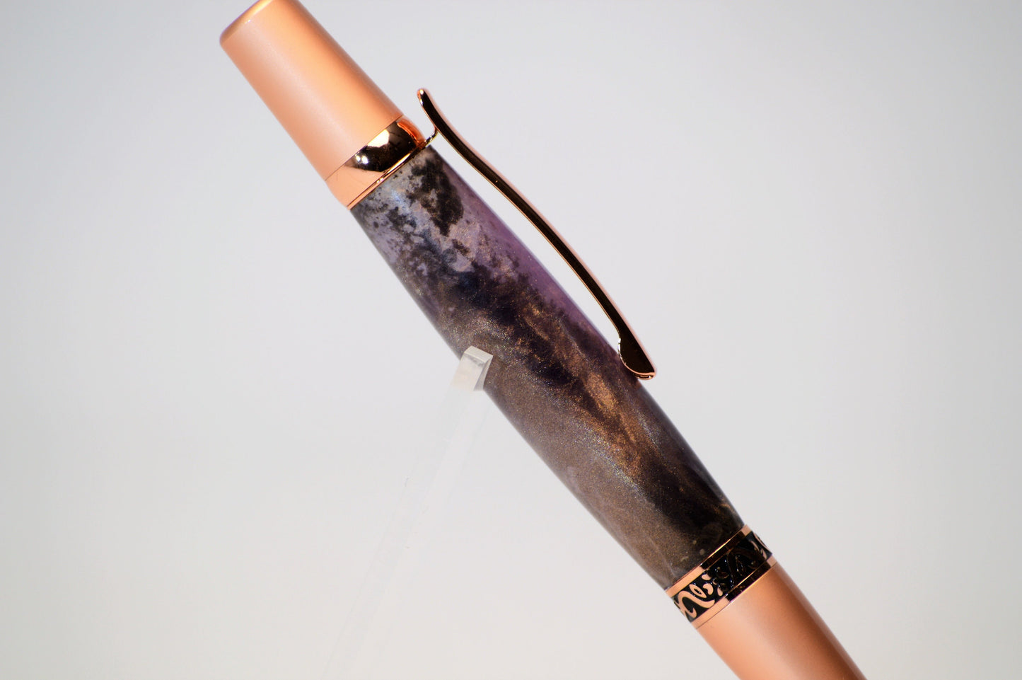 Elegant Twist Pen in Two Tone Copper with Handcrafted Multi Colored Acrylic Body.