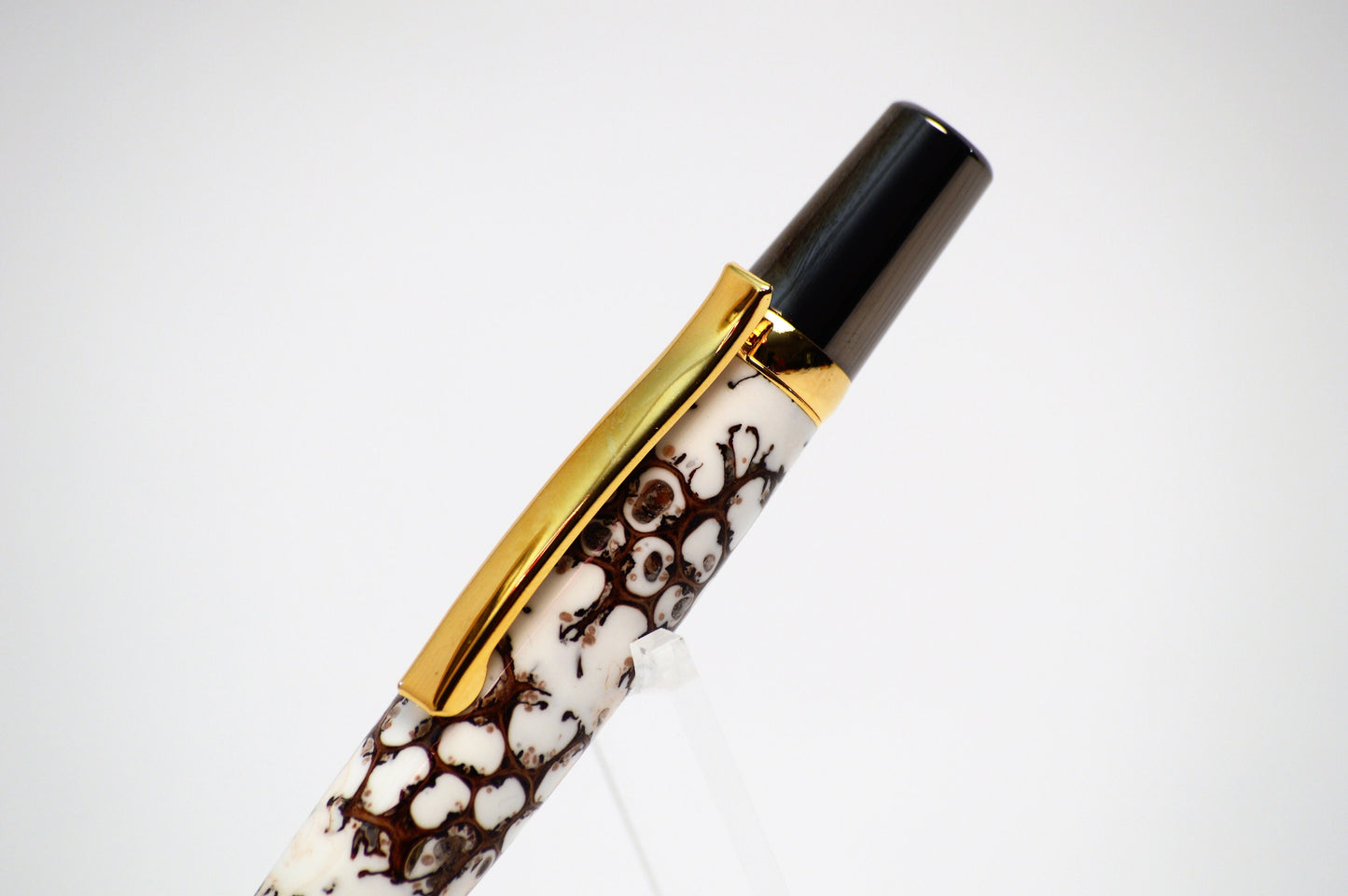 Unique Classic Twist Pen in Two Tone Copper with Handcrafted Acrylic and Sweet Gum Ball Body.