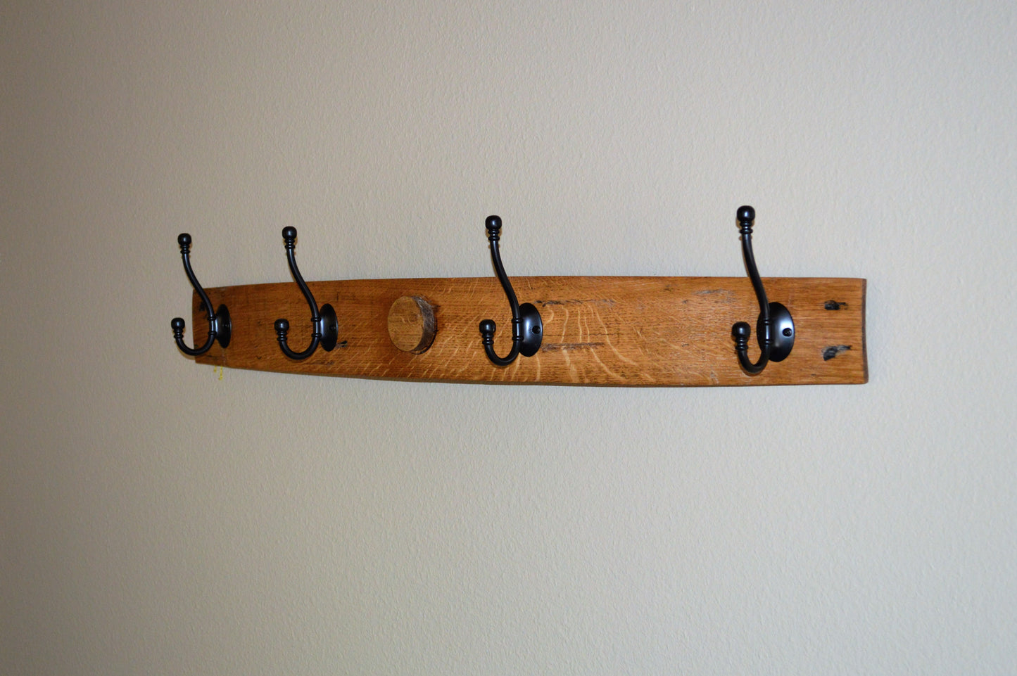 Whiskey Barrel Stave Coat Rack / Hat Rack  From a Used Jack Daniels Oak Whiskey Barrel