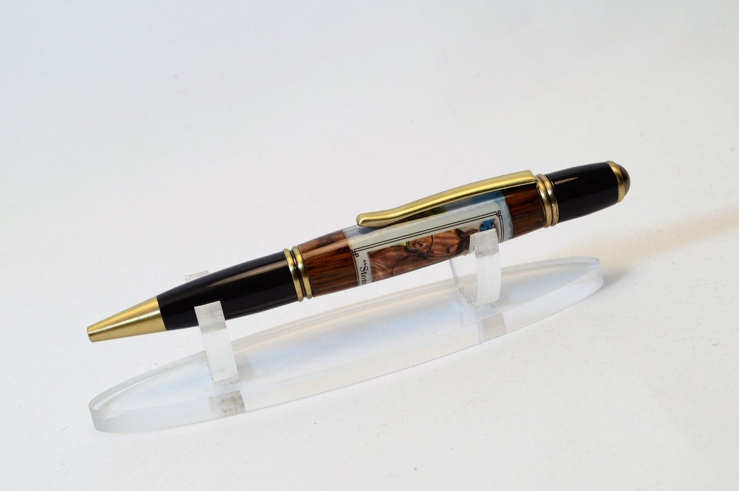 Handcrafted Stonewall Jackson Prayer Tree Twist Pen in Antique Brass and Black Chrome