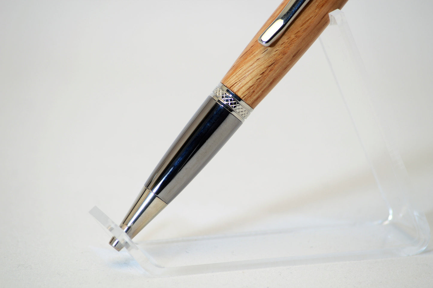 Handcrafted Long Wharf Boston Harbor Twist Pen in Platinum and Black Titanium Finish
