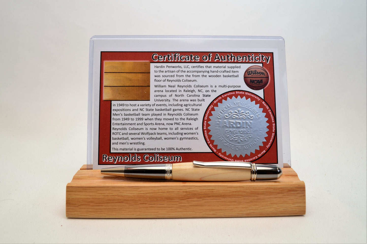 Handcrafted Pen Made With Wood From North Carolina State University Reynolds Coliseum Basketball Floor