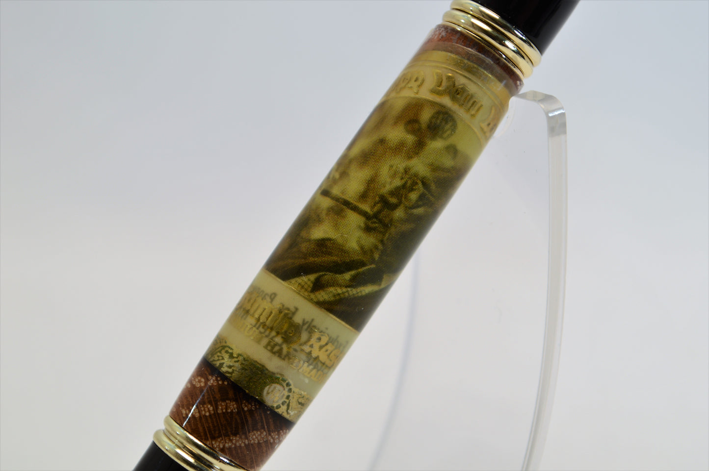 Handcrafted Pappy Van Winkle Barrel Wood and Pappy Van Winkle Cigar Label Twist Pen