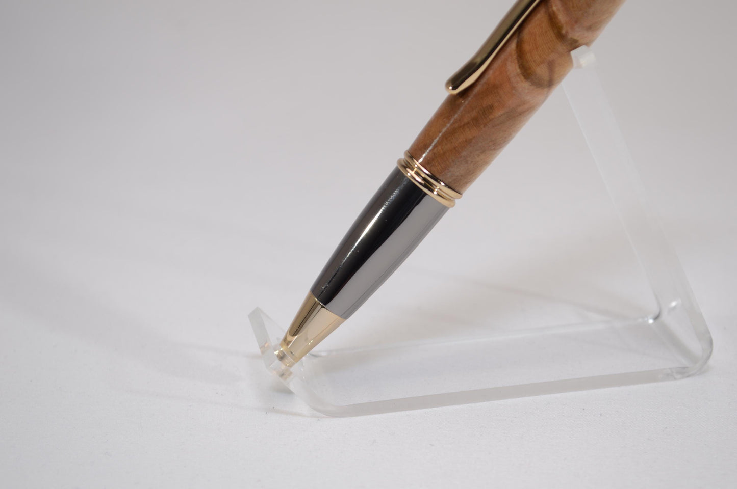 Handcrafted Spalted Maple Twist Pen with Gold and Gunmetal Finish