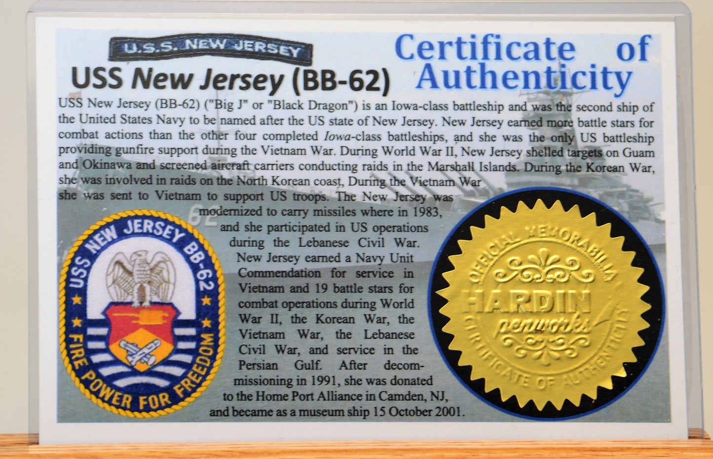 Handcrafted USS New Jersey Battleship - Classic Gold and Gunmetal Twist Pen Made From Wood From the Battleship USS New Jersey.