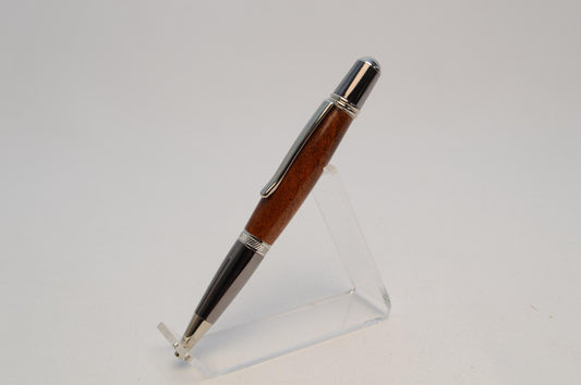 Elegant Handcrafted Black Mesquite Twist Pen in Chrome and Gunmetal Finish