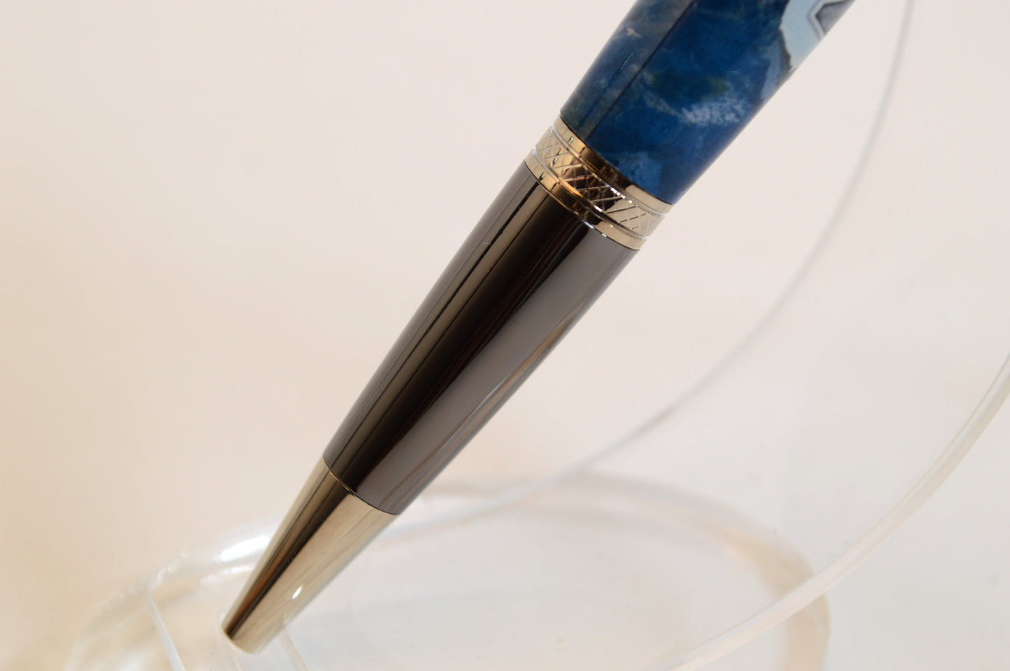 Handcrafted F-18 Super Hornet Twist Pen Featuring a Piece of Genuine F-18 Tire in Cast in Acrylic