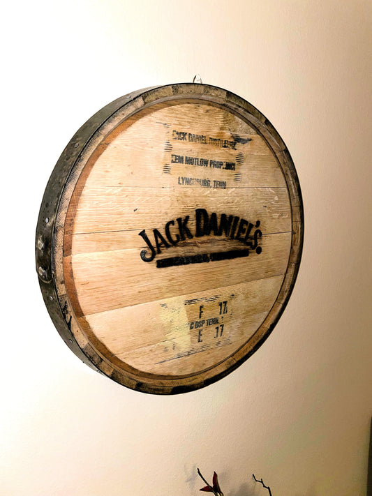 Whiskey Barrel Head, Staves, & Hoop Wall Hanging, Wall Art From A Used Oak Whiskey Barrel