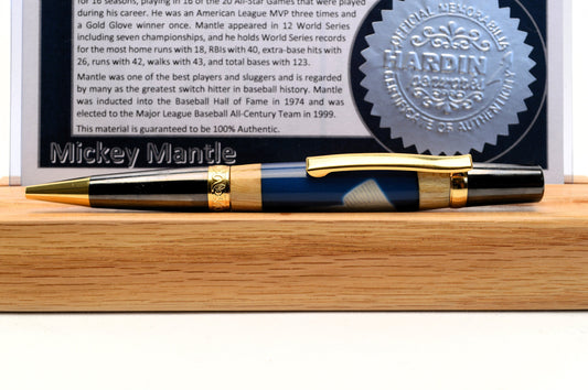 Handcrafted Pen Made With A Swatch From A Mickey Mantle Game Used Jersey And Wood From A Yankee Stadium Seat