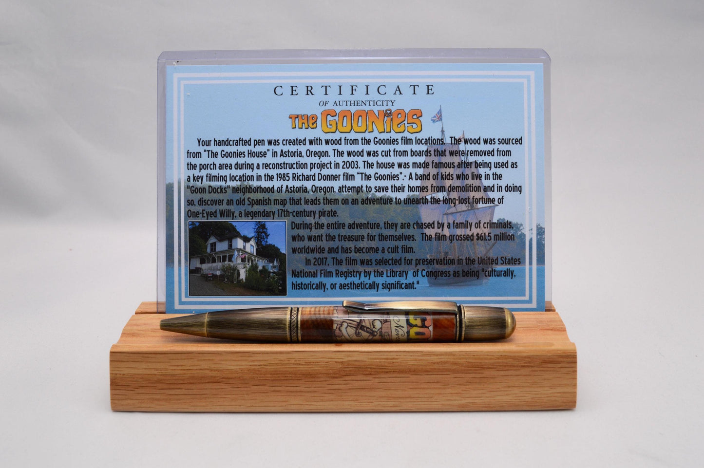 Handcrafted Twist Pen Made With Wood From The Goonies House in Astoria, Oregon