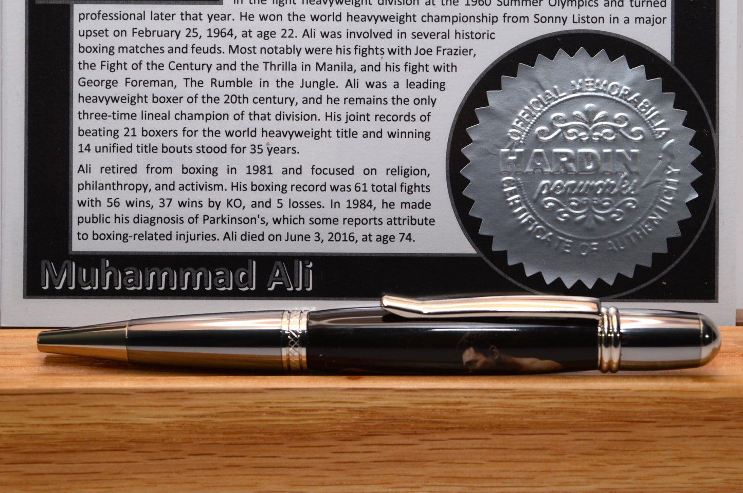 Handcrafted Pen Made with Swatch From A Muhammad Ali Event Worn Boxing Glove