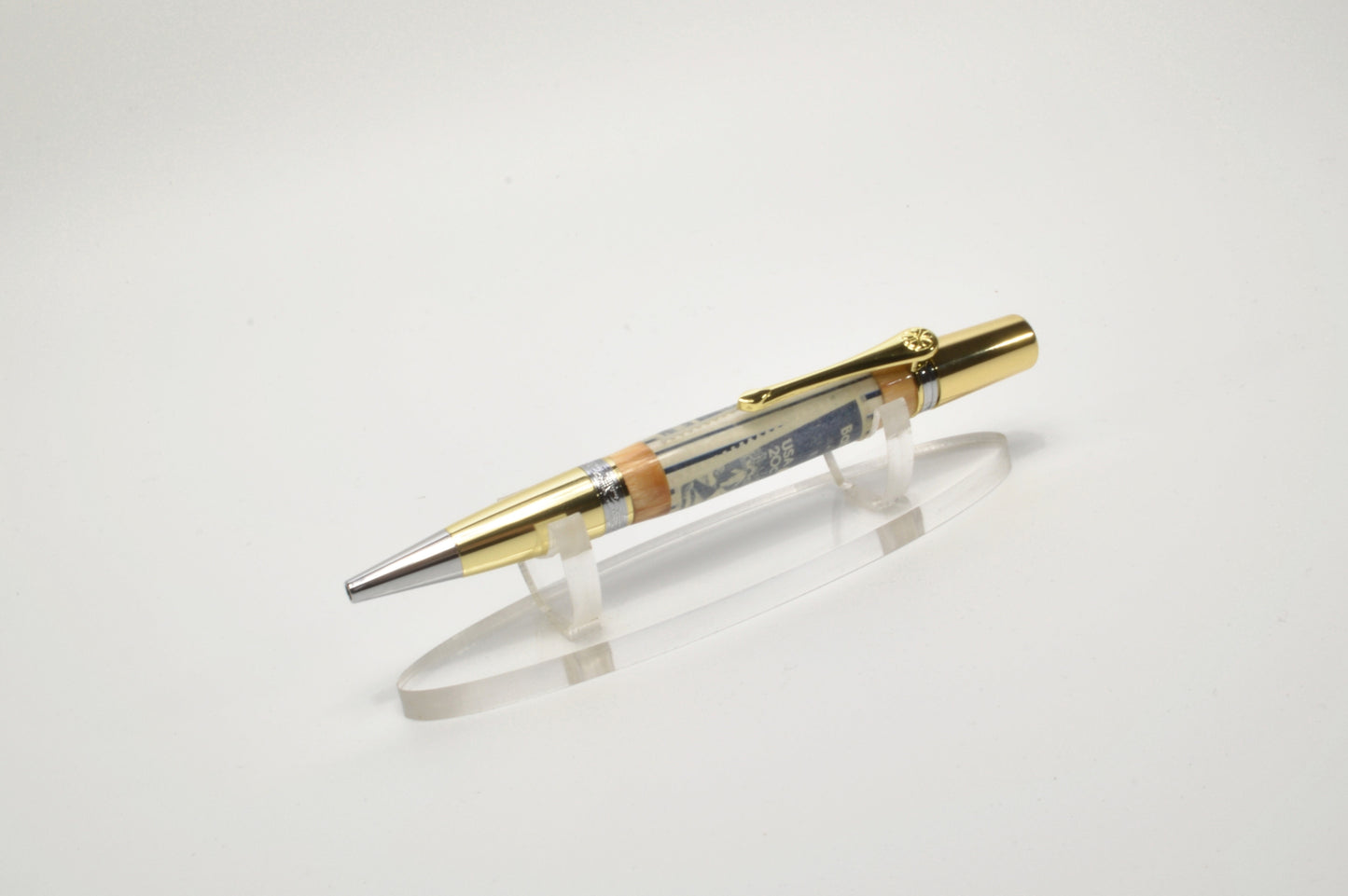 Twist Pen made with Wood from a Yankee Stadium Seat and a Babe Ruth Stamp Embedded in Acrylic