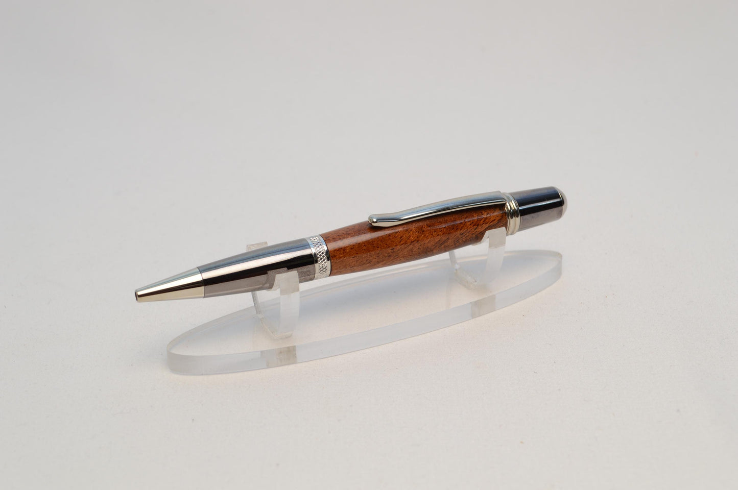 Elegant Handcrafted Black Mesquite Twist Pen in Chrome and Gunmetal Finish