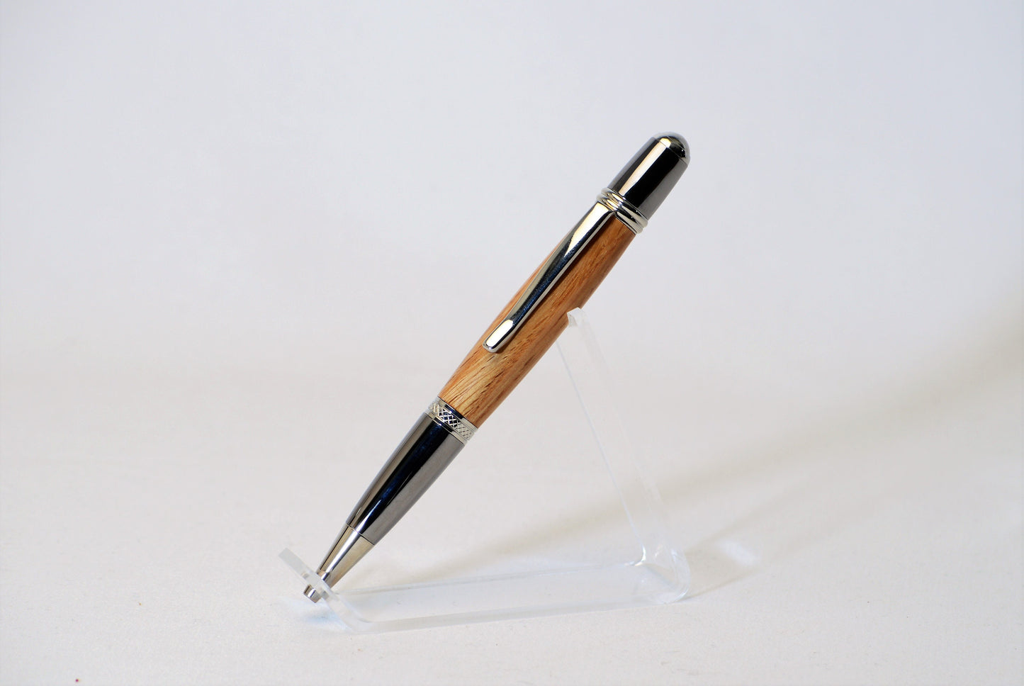 Handcrafted Long Wharf Boston Harbor Twist Pen in Platinum and Black Titanium Finish