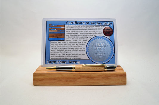 Handcrafted Pen Made From University of North Carolina Carmichael Arena Wooden Basketball Court