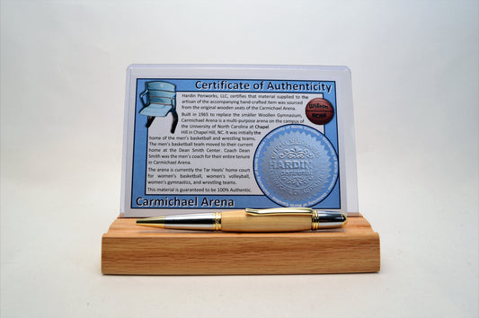 Handcrafted Pen Made From University of North Carolina Carmichael Arena Wooden Seats