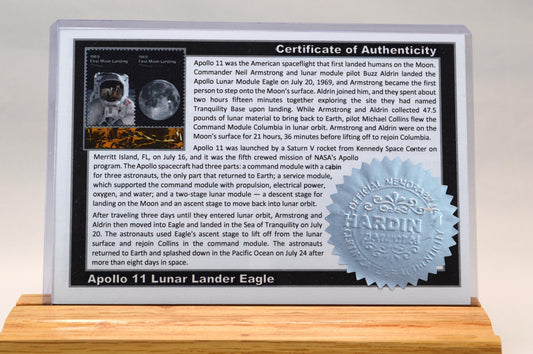 Handcrafted Pen Made With Embedded Piece of Foil From Lunar Lander and US Postage Stamp