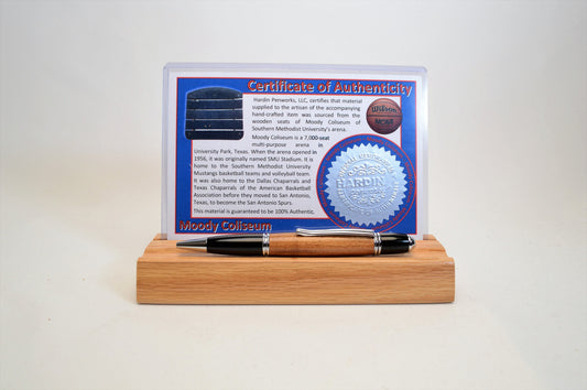 Handcrafted Pen Made From Southern Methodist University Moody Coliseum Wooden Stadium Seat