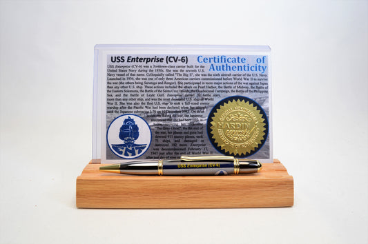 Handcrafted USS Enterprise CV-6 Twist Pen