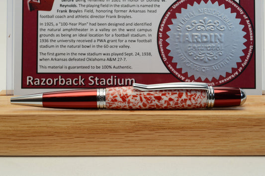 Handcrafted Pen Made From University of Arkansas Razorback Stadium Plastic Stadium Seats