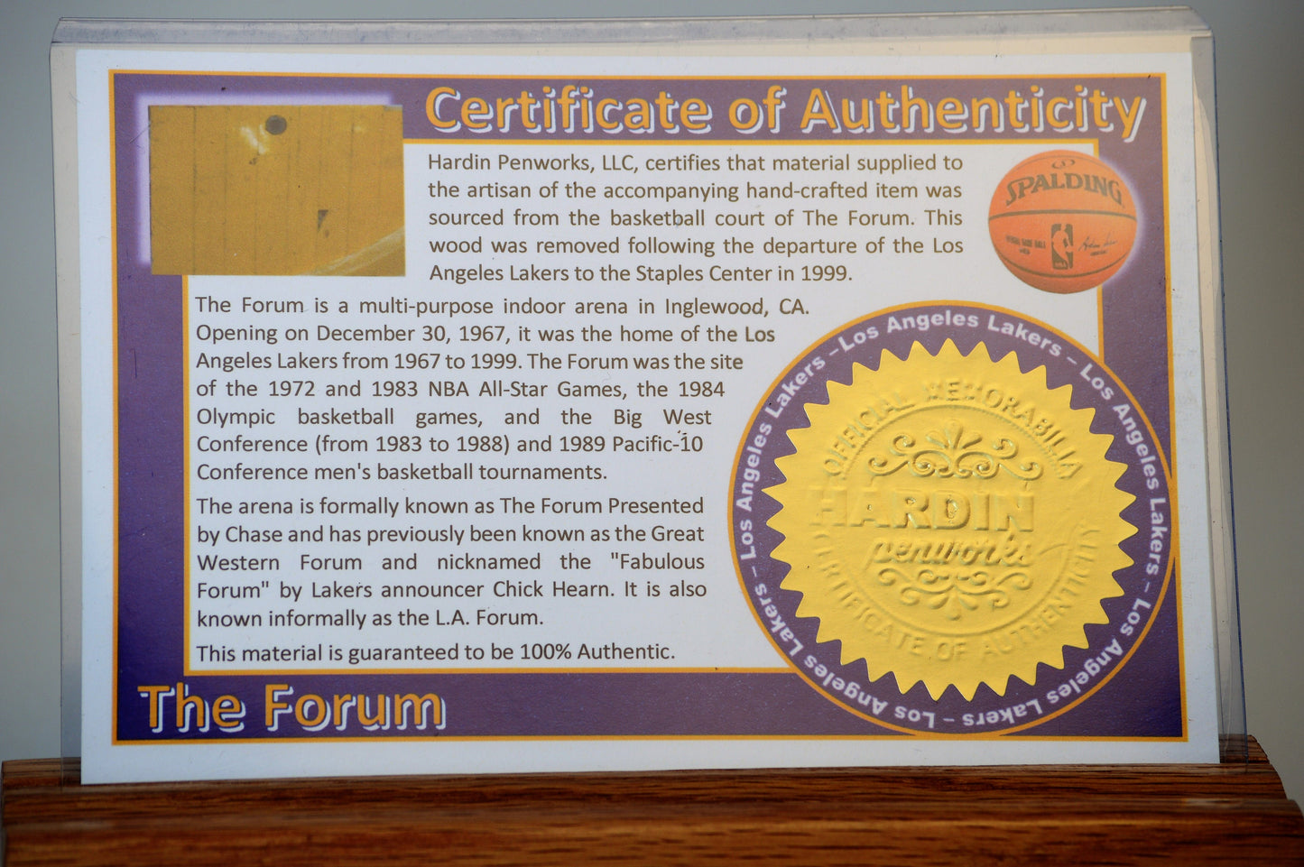 Handcrafted Pen Made From The LA Lakers The Forum Basketball Court Wood